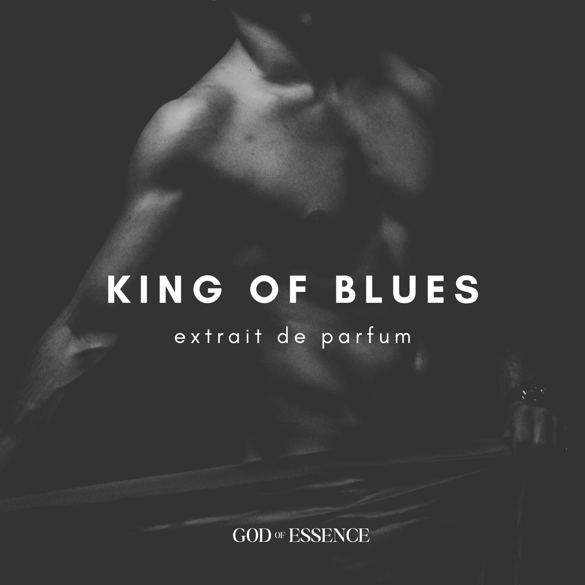 KING OF BLUES luxury men’s fragrance bottle with smoky cedarwood notes