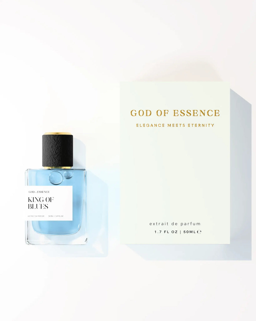 KING OF BLUES luxury men’s fragrance bottle with smoky cedarwood notes