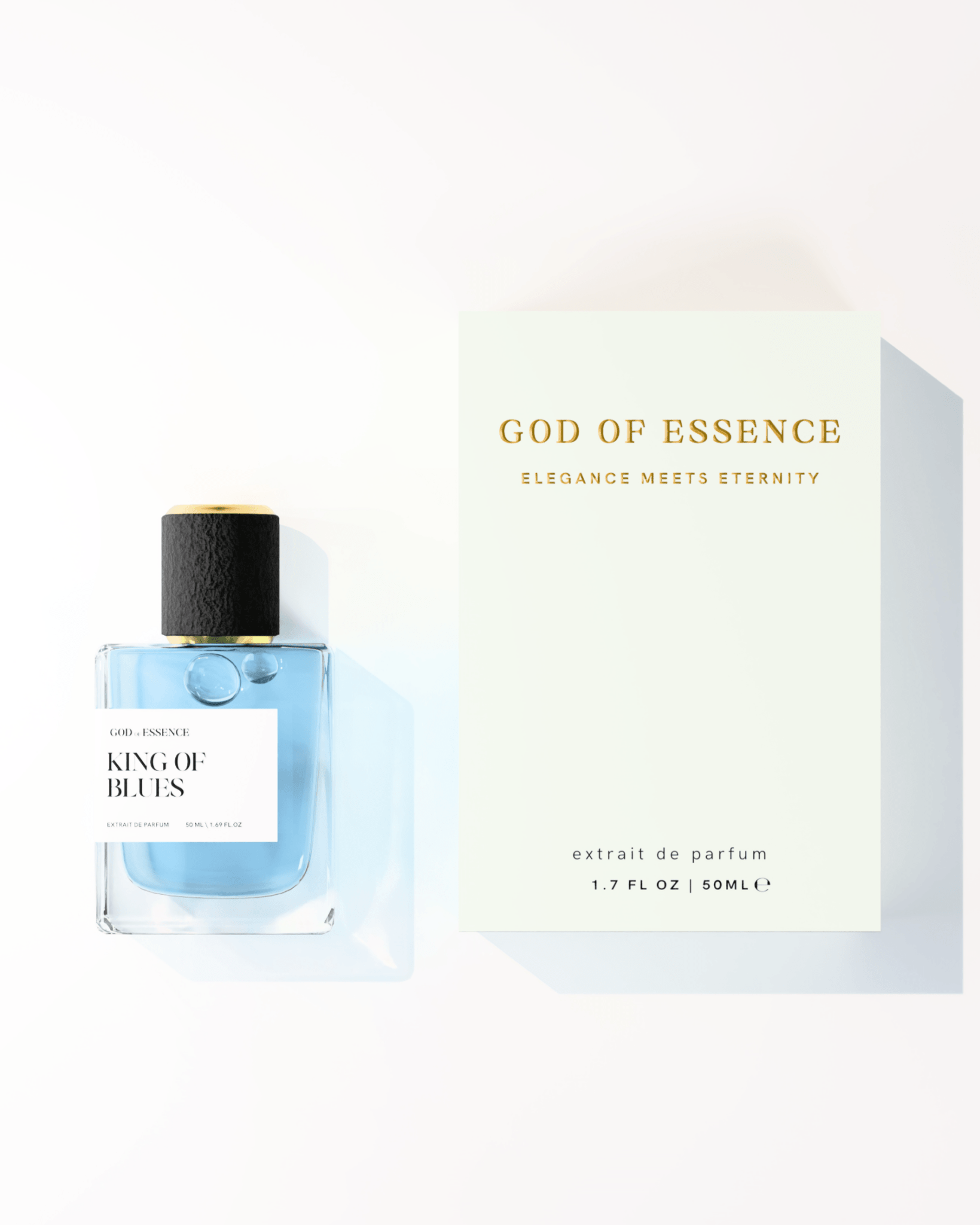 KING OF BLUES luxury men’s fragrance bottle with smoky cedarwood notes