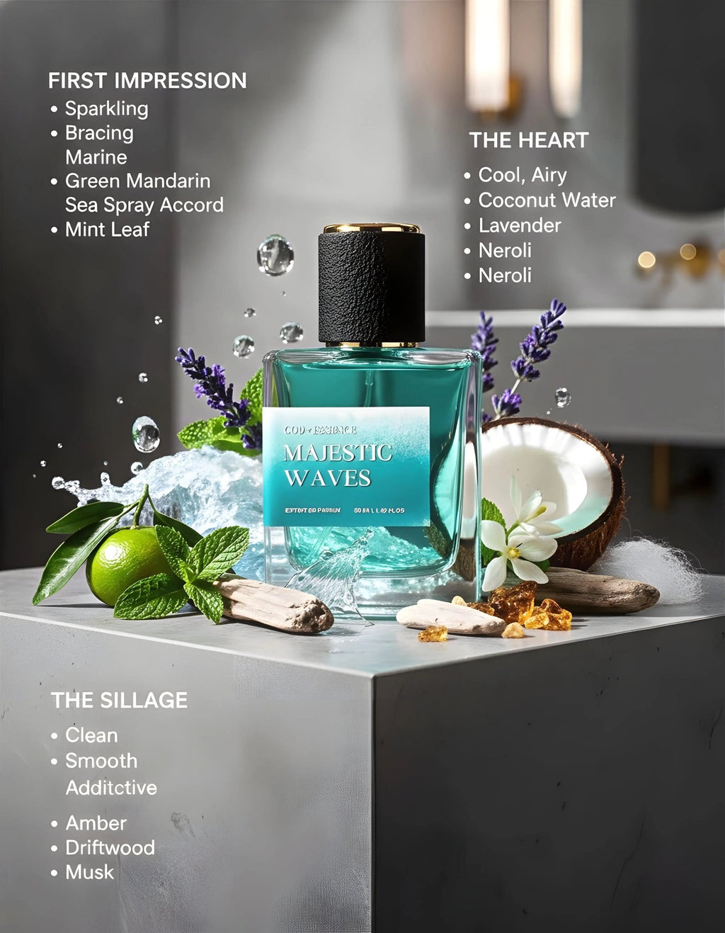 "MAJESTIC WAVES" EXTRAIT DE PARFUM FOR MEN - God Of Essence