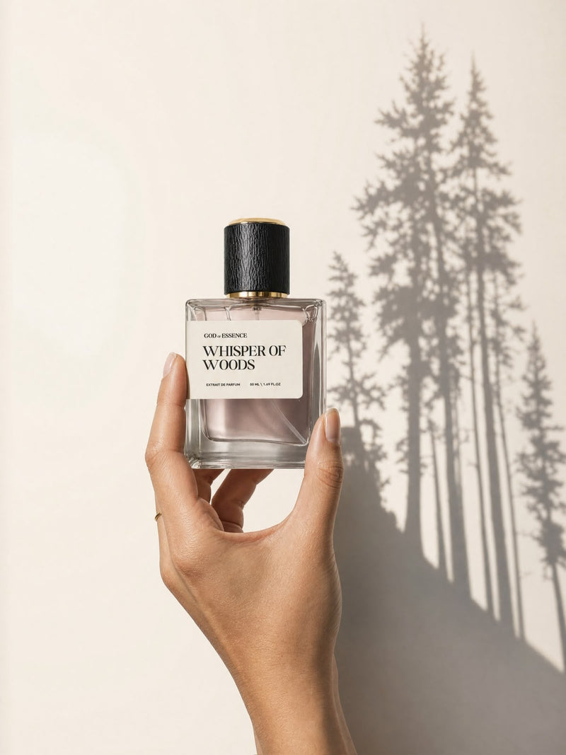 Whisper of Woods perfume with saffron threads, jasmine and amber crystals